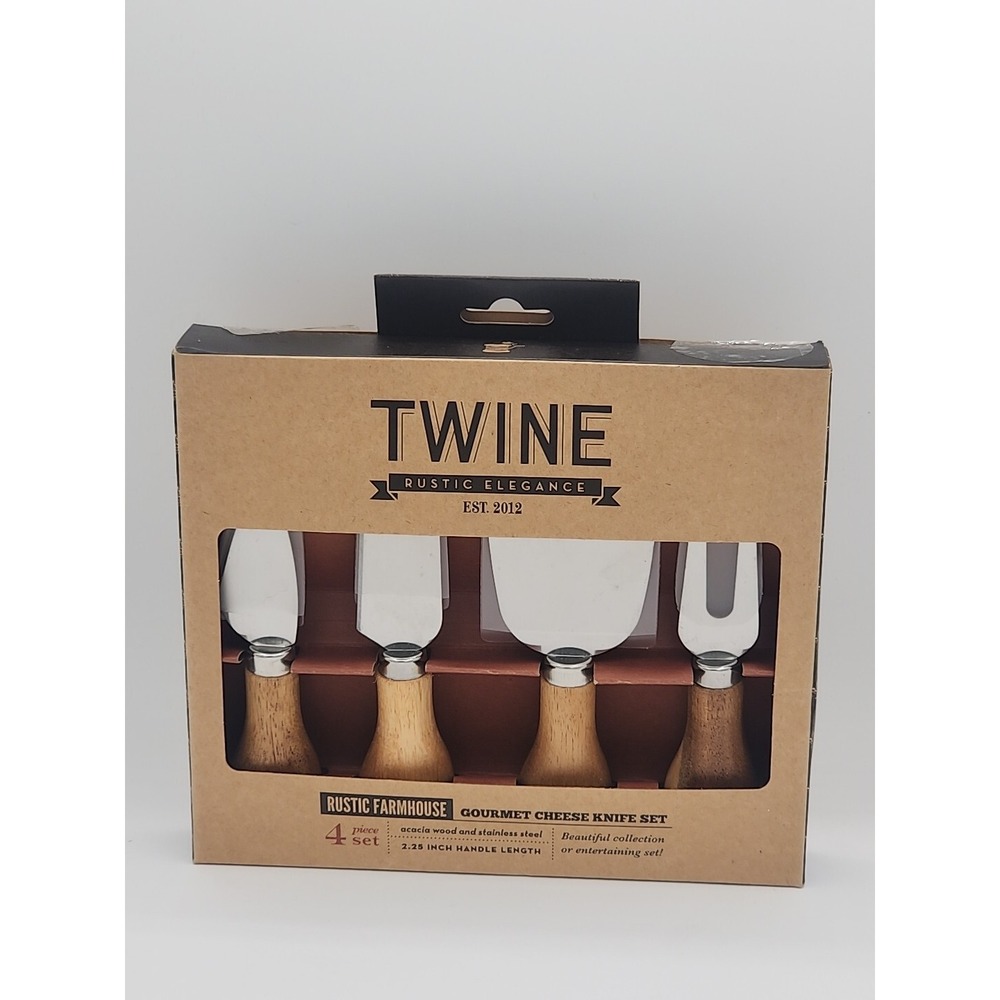 Twine 3367 Rustic Farmhouse 2.25 L in. Wood Handle Stainless Steel Cheese Knives